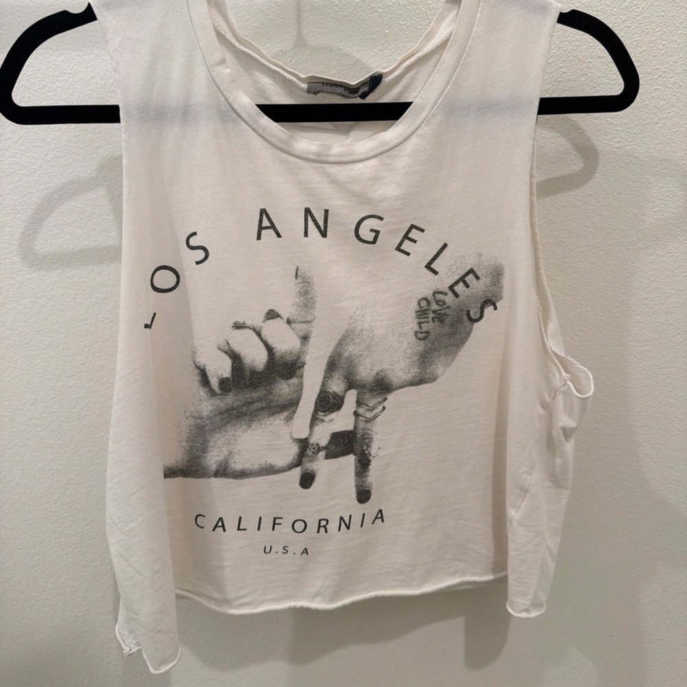 Los Angeles Graphic White Crop Top